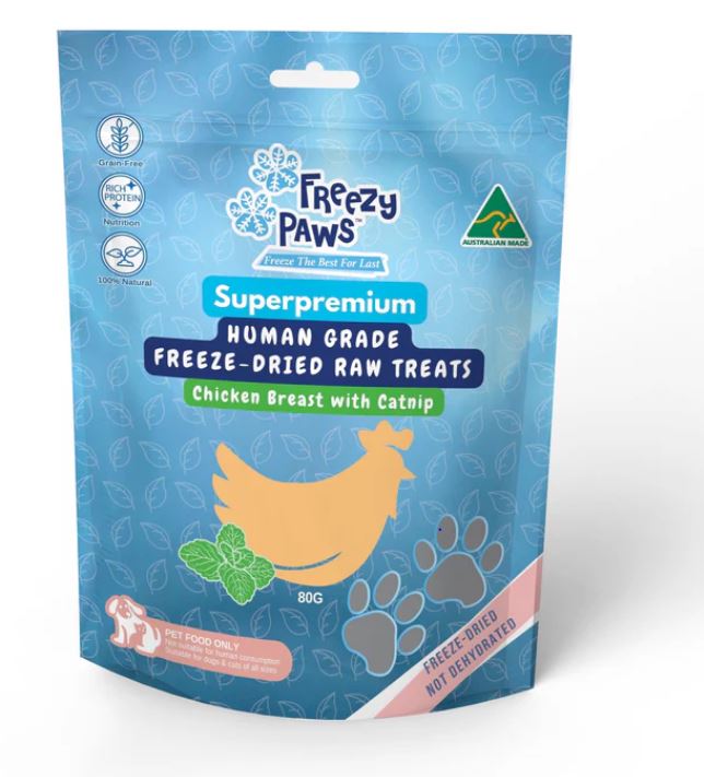 Freezy Paws - Human Grade Freeze-Dried Raw (Chicken Breast w/ Catnip) 80g